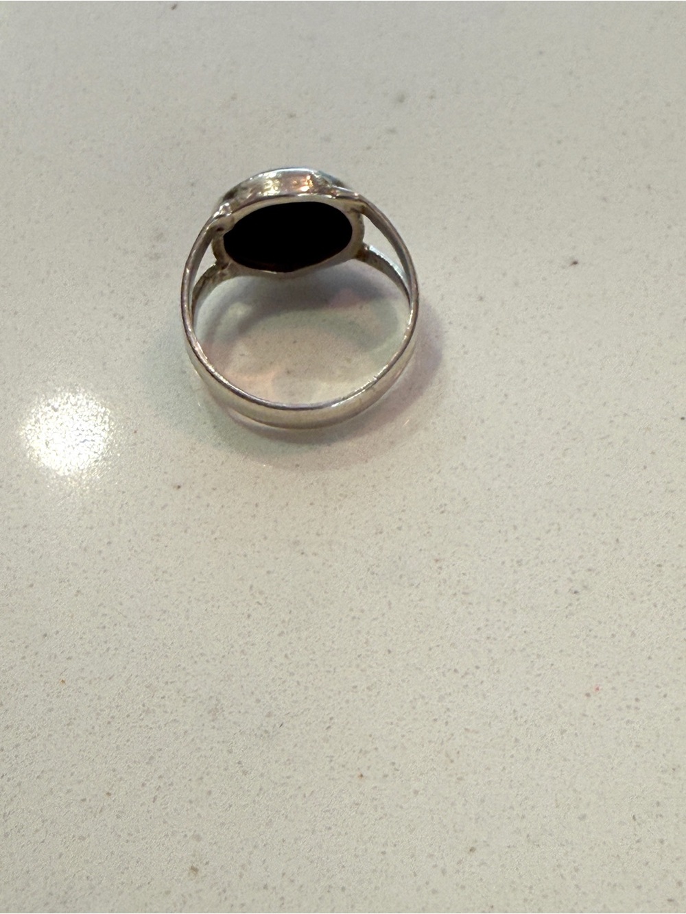 vintage sterling silver and black stone ring sz 5 5.25 - Picture 5 of 6